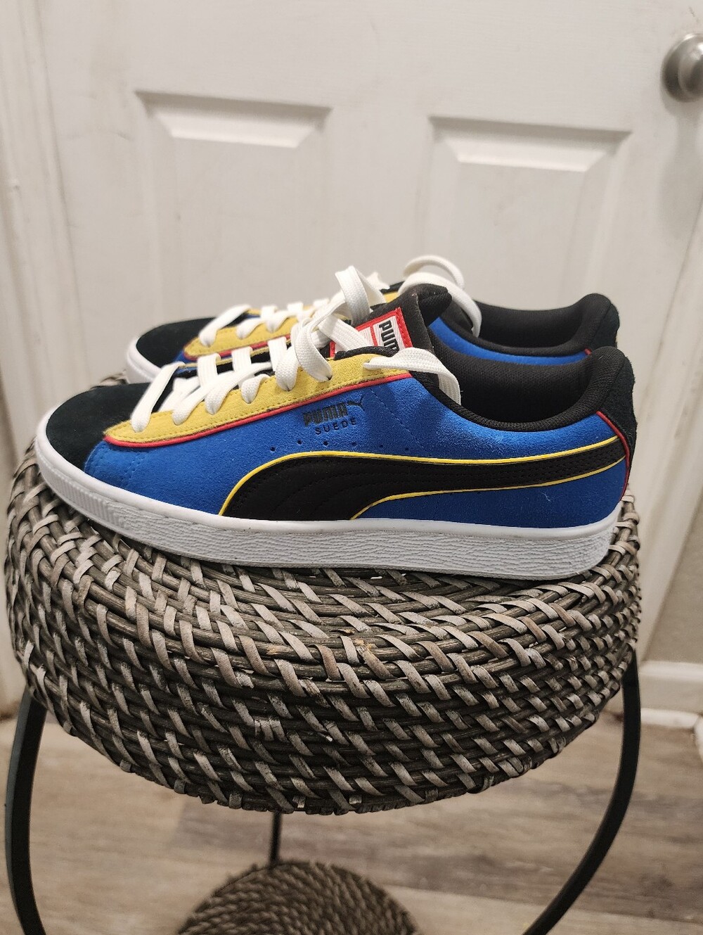 Puma Men's Blue, Black & Yellow Suede Low-Top Sneakers